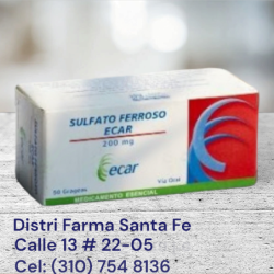 SULFATO FERROSO ECAR 200MG X 50 GRAGEAS