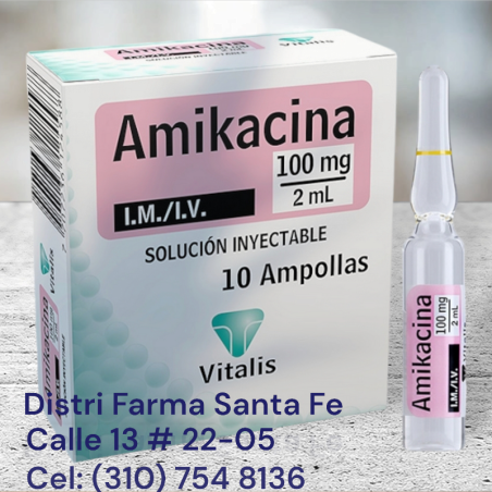 AMIKACINA VITALIS 100MG CAJA X 10AMPOLLAS