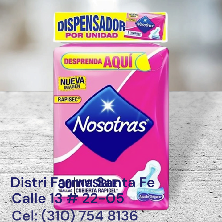 TOALLAS NOSOTRAS INVISIBLE  RAPIGEL X 30 UNIDADES