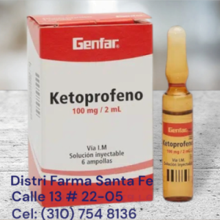 KETOPROFENO 100MG/2ML X 6 AMPOLLAS I.M (GENFAR)