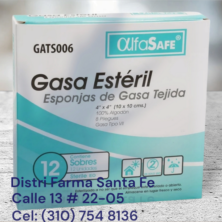 GASA ESTERIL ALFA 4X4 X 12 SOBRES X 2 GASAS