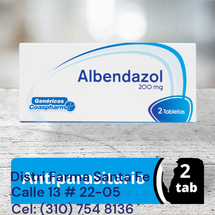 ALBENDAZOL COASPHARMA 200MG X 2 TABLETAS