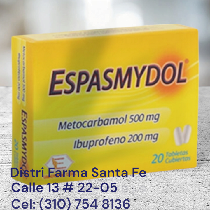 ESPASMYDOL X 20 TABLETAS (METOCARBAMOL IBUPROFENO)
