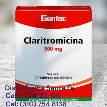 CLARITROMICINA GENFAR  500MG X 10 TABLETAS