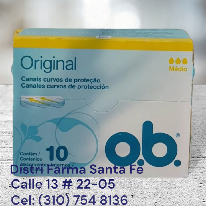 TAMPONES OB SIN APLICADOR CAJA X 8 UNIDADES