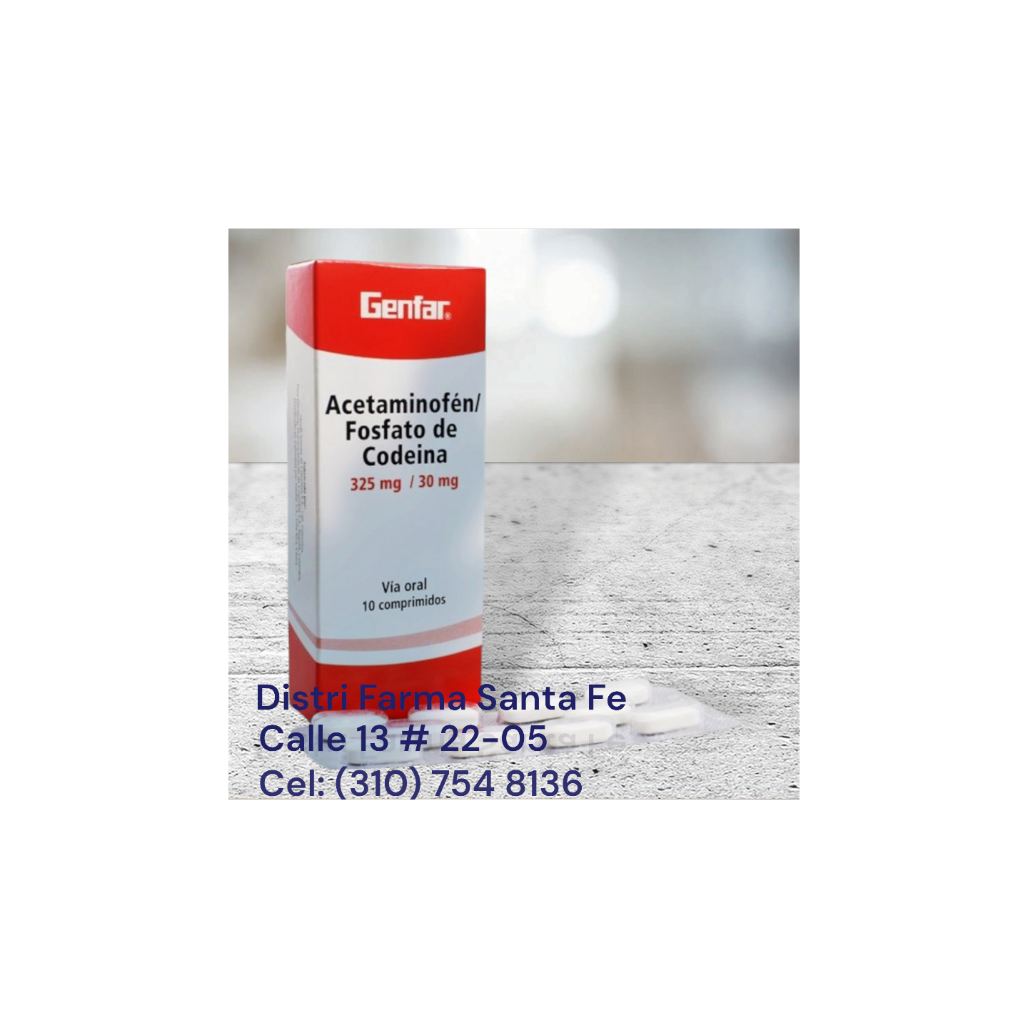 ACETAMINOFEN + CODEINA GENFAR X 30 TABLETAS