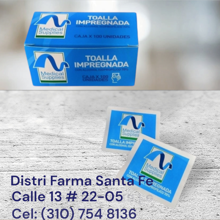 TOALLA IMPREGNADA CON ALCOHOL X 100 UNIDADES