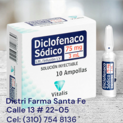 DICLOFENACO SODICO VITALIS 75MG/3ML X 100AMPOLLAS