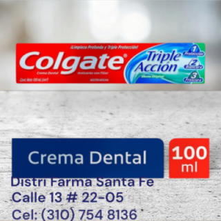 CREMA DENTAL COLGATE TRIPLE ACCION  X 100ML (IVA)