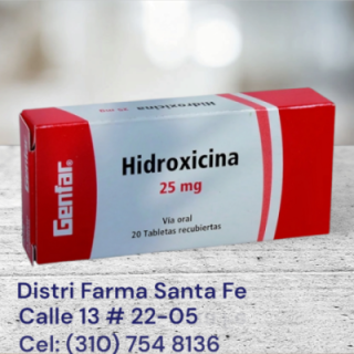 HIDROXICINA GENFAR 25MGX 20 TABLETAS