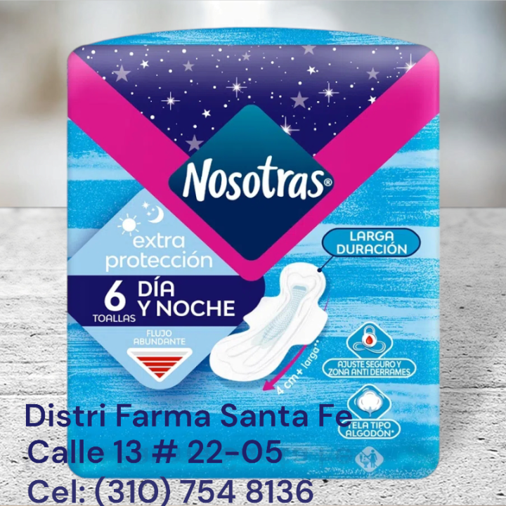 TOALLAS NOSOTRAS EXTRA PROTECCION DIA X 6 UNIDADES