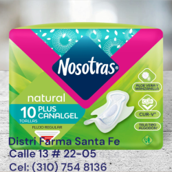 TOALLAS NOSOTRAS PLUS CANAL GEL X 10 UNIDADES