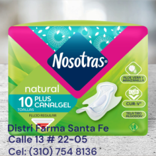 TOALLAS NOSOTRAS PLUS CANAL GEL X 10 UNIDADES