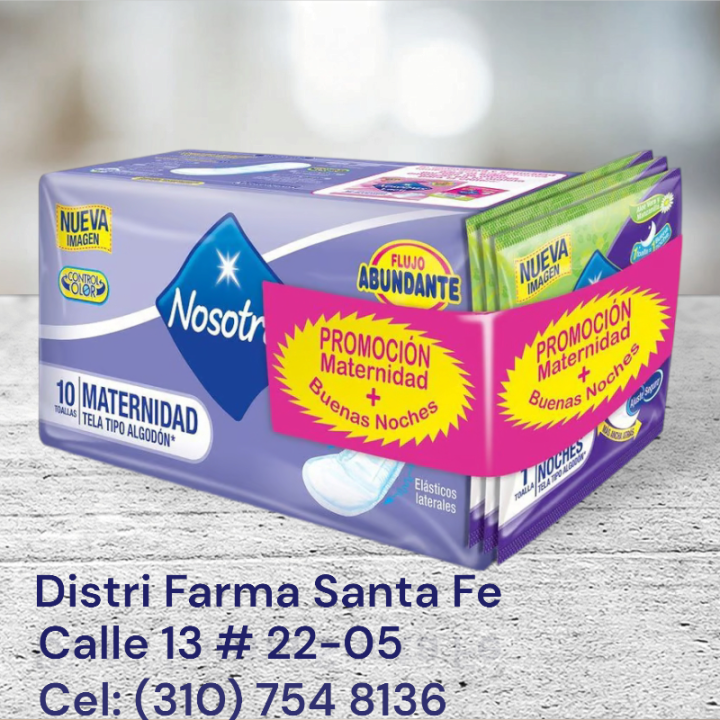 TOALLAS NOSOTRAS MATERNIDAD X 10 UNIDADES