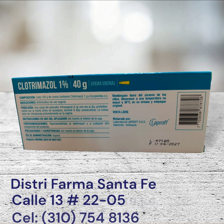 CLOTRIMAZOL LAPROFF CREMA VAGINAL 1%  X 40GR