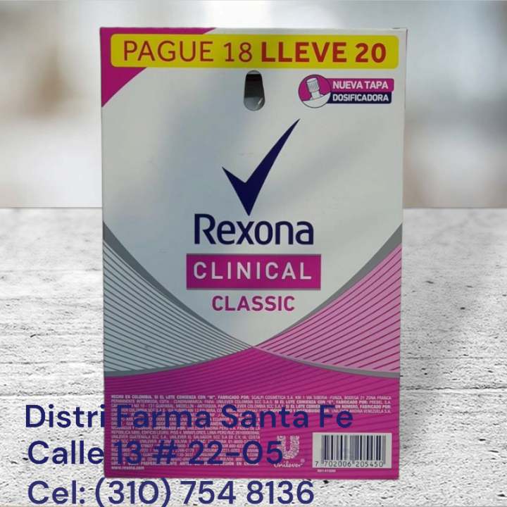DESODORANTE REXONA CLINICAL CAJA X 20 SOBS (IVA)