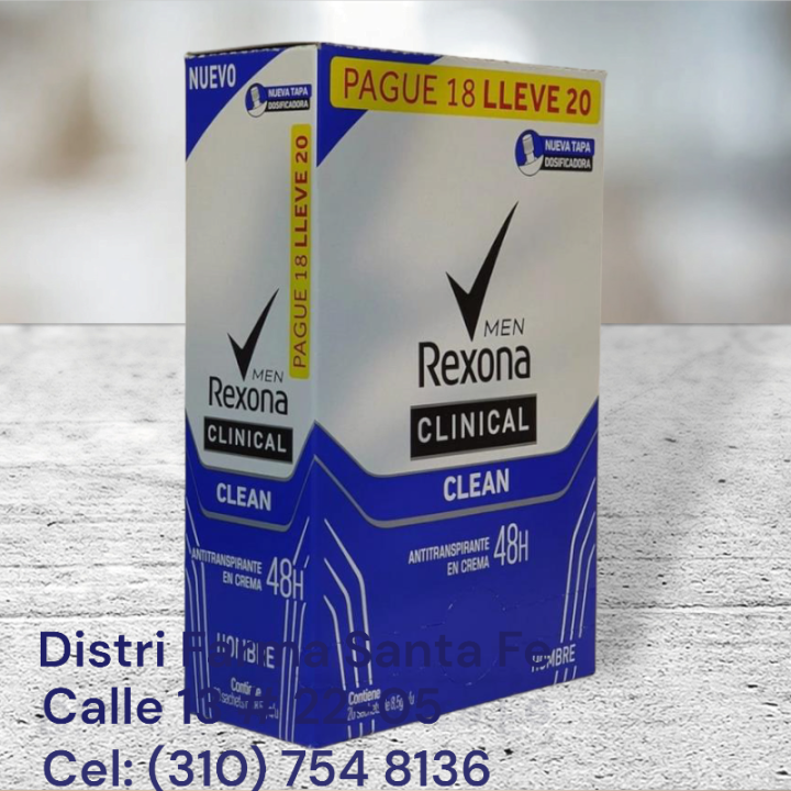 DESODORANTE REXONA CLINICAL CAJA X 20 SOBS (IVA)