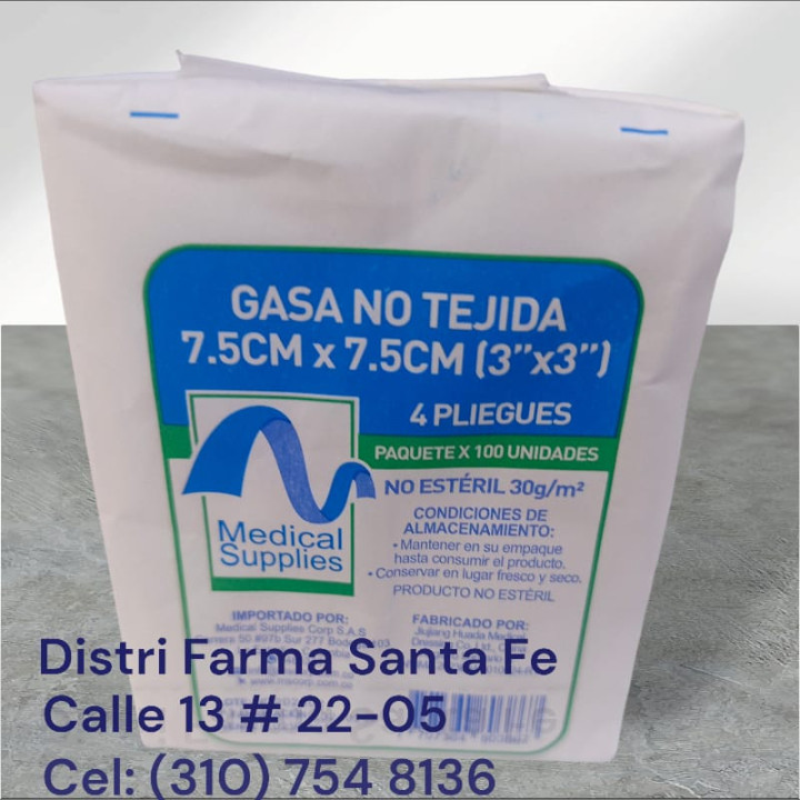 TACO DE GASA X 100 UNIDADES 3"X 3" (NO ESTERIL)