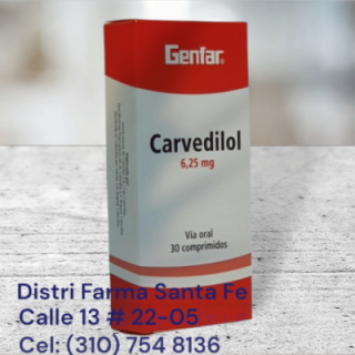 CARVEDILOL 6.25MG X 30 TABLETAS