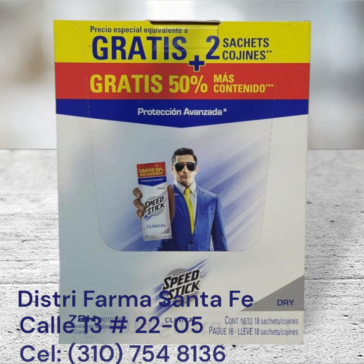 DESODORANTE SPEED STICK CAJA X 18 SOBRES (IVA)