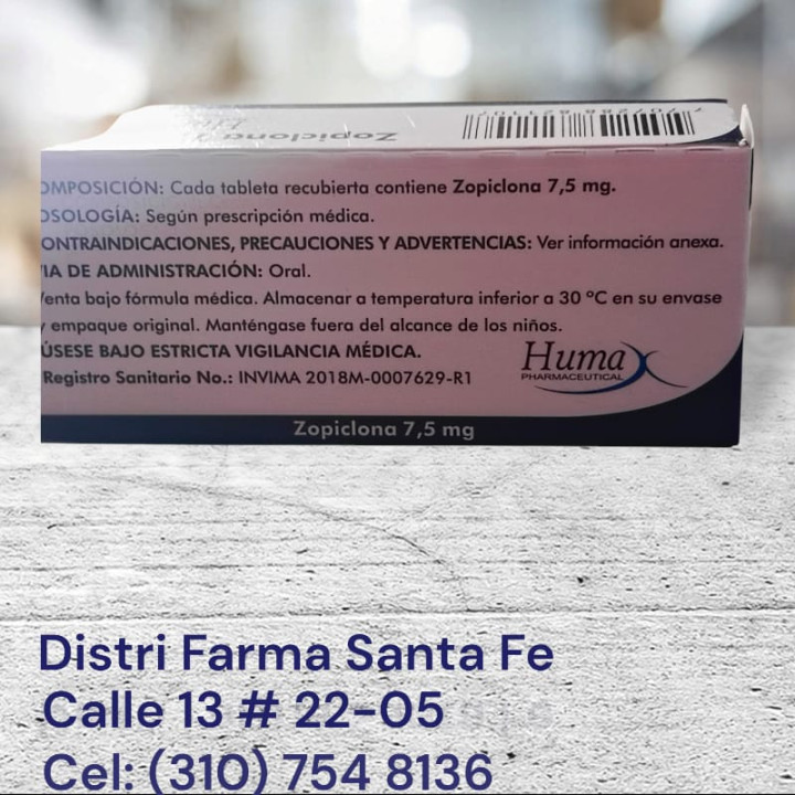 ZOPICLONA 7.5MG X 20 TABLETAS (HUMA)