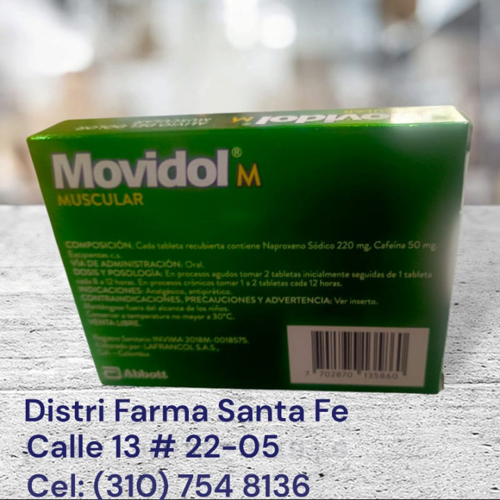 MOVIDOL X 8 TABLETAS