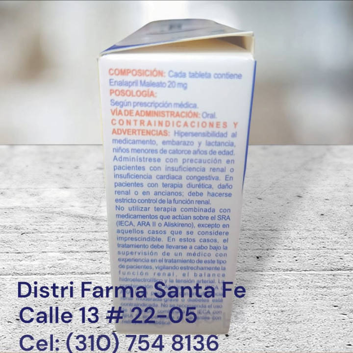 ENALAPRIL ANGLOPHARMA 20MG X 250 TABLETAS (GRANDE)