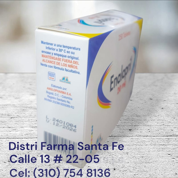 ENALAPRIL ANGLOPHARMA 20MG X 250 TABLETAS (GRANDE)