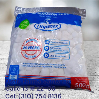 MOTAS BLANCAS DE ALGODON HIGIETEX  X 500G (GRANDE)