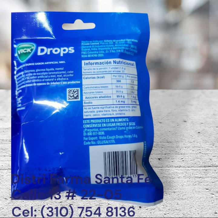 PASTILLAS VICK DROPS  BOLSA X 20 CARAMELOS (IVA)