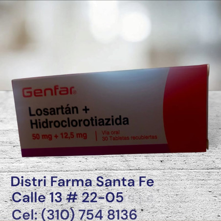 LOSARTAN + HIDROCLORIATIAZIDA GENFAR X 30 TABLETAS