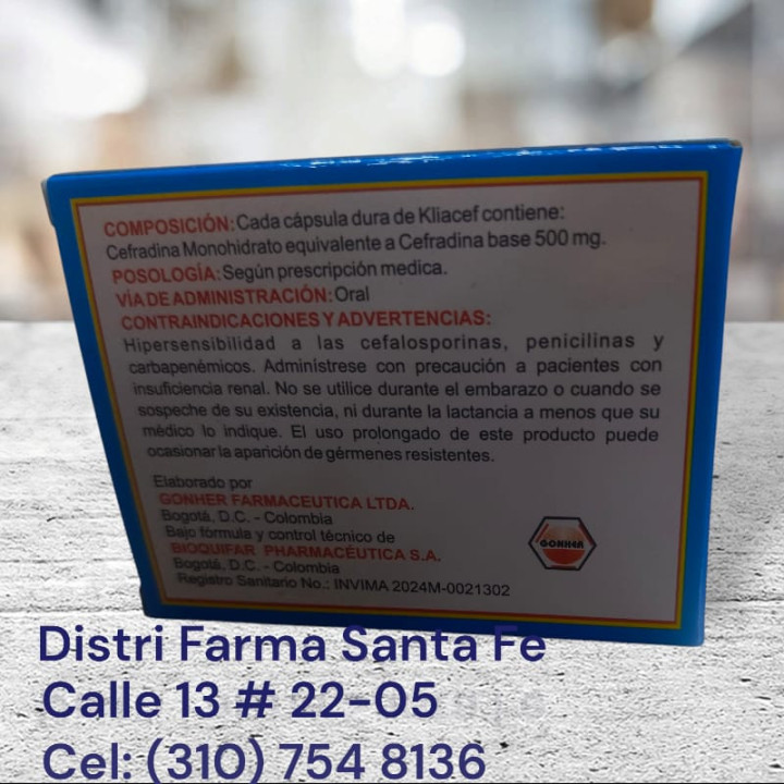 KLIACEF 500MG X 20 TABLETAS (CEFRADINA) BF