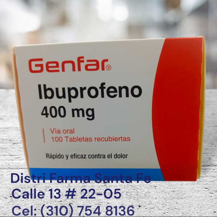 IBUPROFENO GENFAR 400MG X 100 TABLETAS (ROJO)