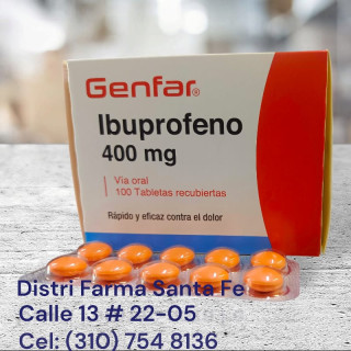 IBUPROFENO GENFAR 400MG X 100 TABLETAS (ROJO)