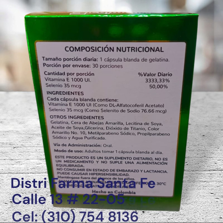 VITAMINA E 1000 U.I. X 30 PERLAS (CAJA)