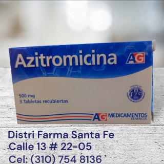 AZITROMICINA AG 500MG X 3 TABLETAS (AZUL)