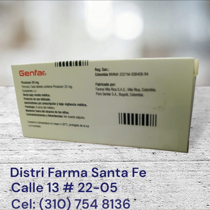 PIROXICAM GENFAR 20MG X 10 TABLETAS