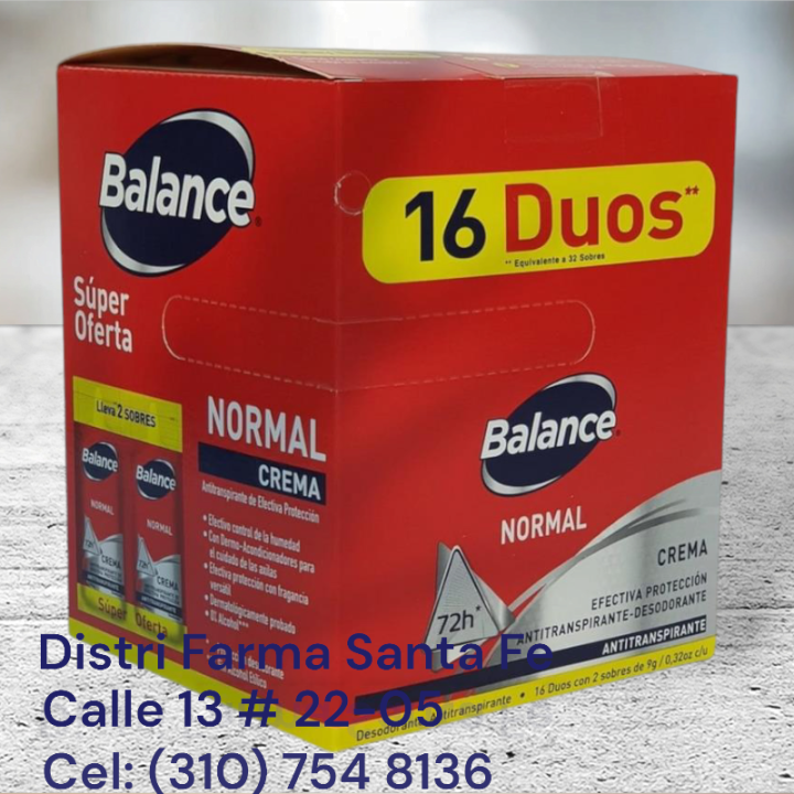 DESODORANTE BALANCE CAJA X 18 SOBRES (IVA)
