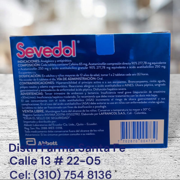 SEVEDOL AZUL  X 60 TABLETAS (GRANDE)