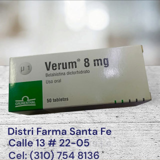 VERUM 8MG X 50 TABLS (BETAHISTINA DICLORHIDRATO)