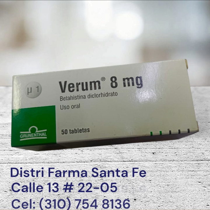 VERUM 8MG X 50 TABLS (BETAHISTINA DICLORHIDRATO)