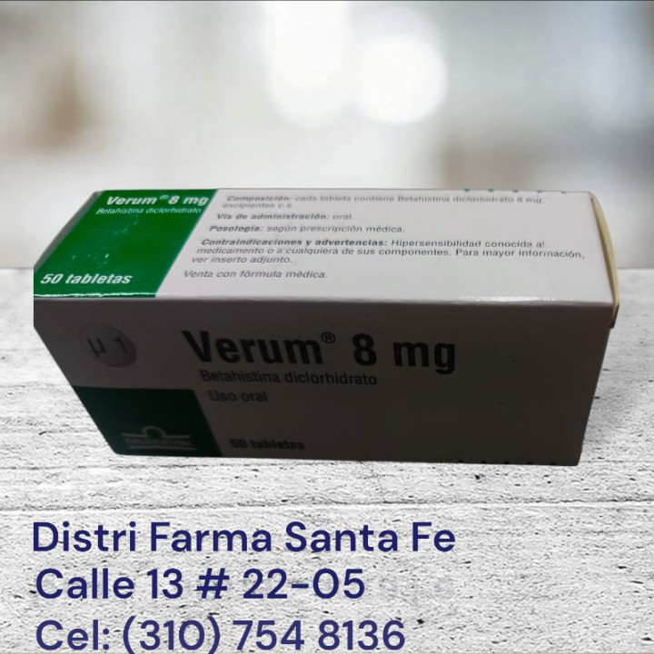 VERUM 8MG X 50 TABLS (BETAHISTINA DICLORHIDRATO)