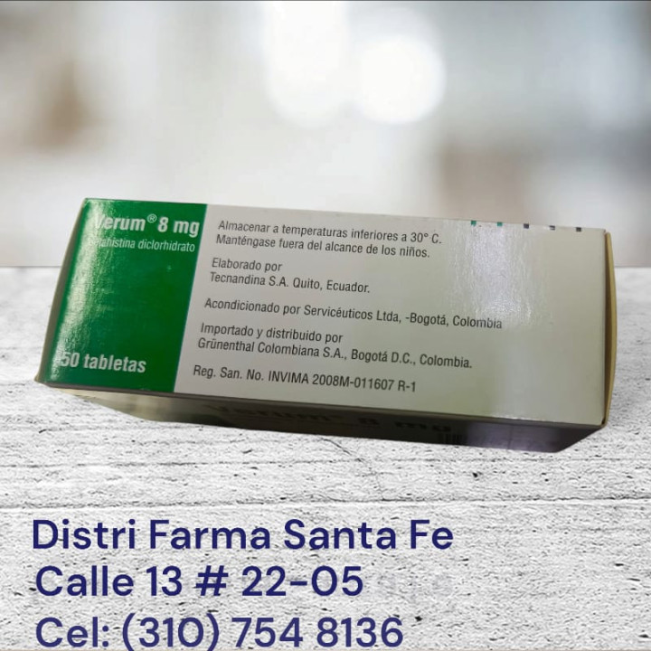 VERUM 8MG X 50 TABLS (BETAHISTINA DICLORHIDRATO)