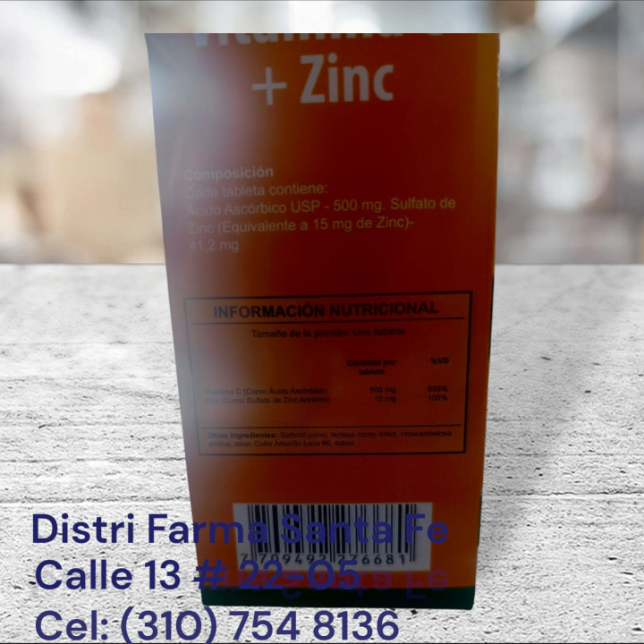 VITAMINA C + ZINC ECONOMICA X 100 TABLETAS (IVA)