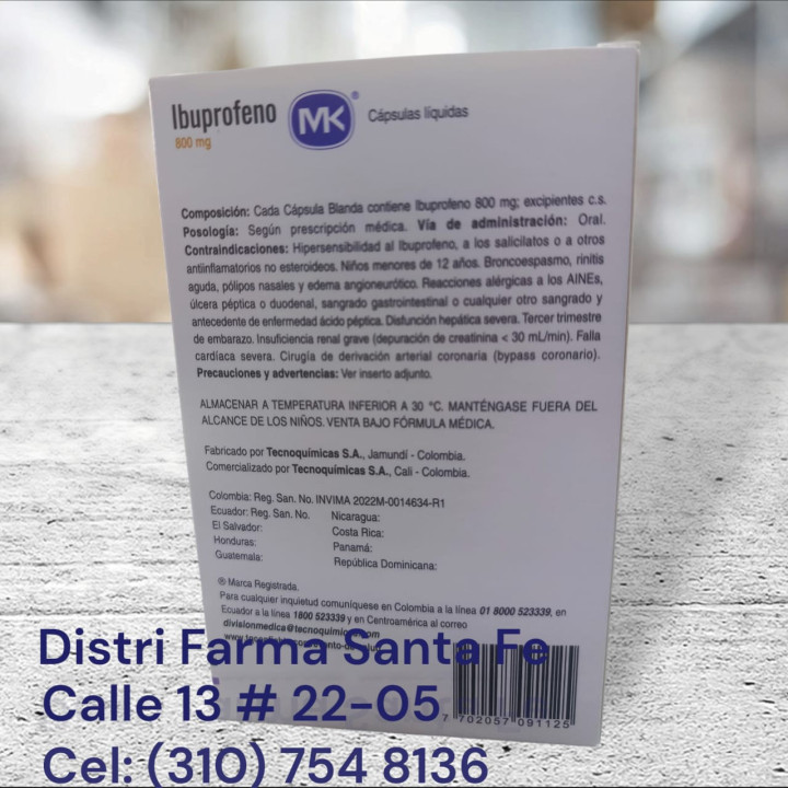IBUPROFENO CAPSULA LIQUIDA MK 800MG X 30 CAPSULAS