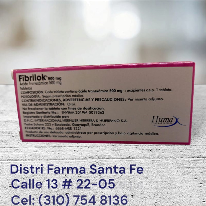 FIBRILOK 500MG X 10 TABLETAS (ACIDO TRANEXAMICO)