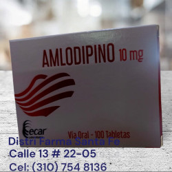 AMLODIPINO ECAR 10MG X 100 TABLETAS (GRANDE)