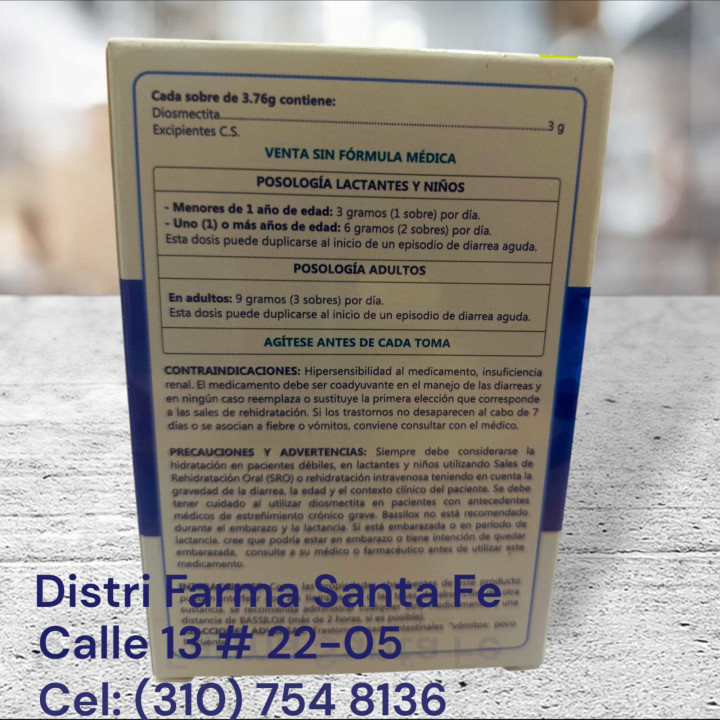 BASSILOX X 6 SOBRES (DIOSMECTITA)