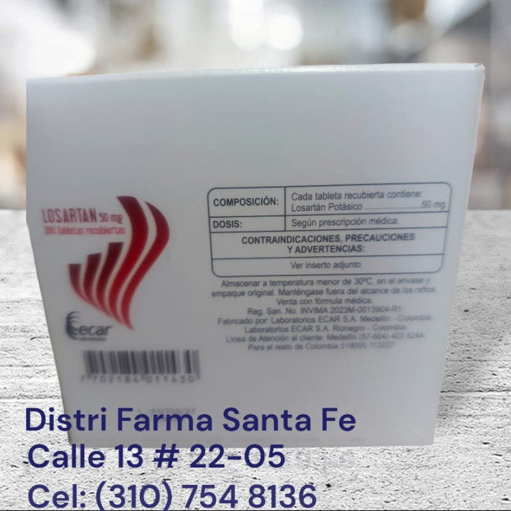 LOSARTAN ECAR 50MG X 300 TABLETAS (GRANDE)