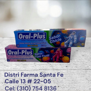 CREMA DENTAL KIDS ORAL-PLUS SIN FLUOR X 70GR (IVA)